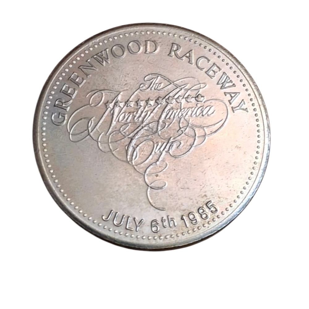 RARE Vintage 1985 Greenwood Raceway Commemorative Coin with Original Sleeve